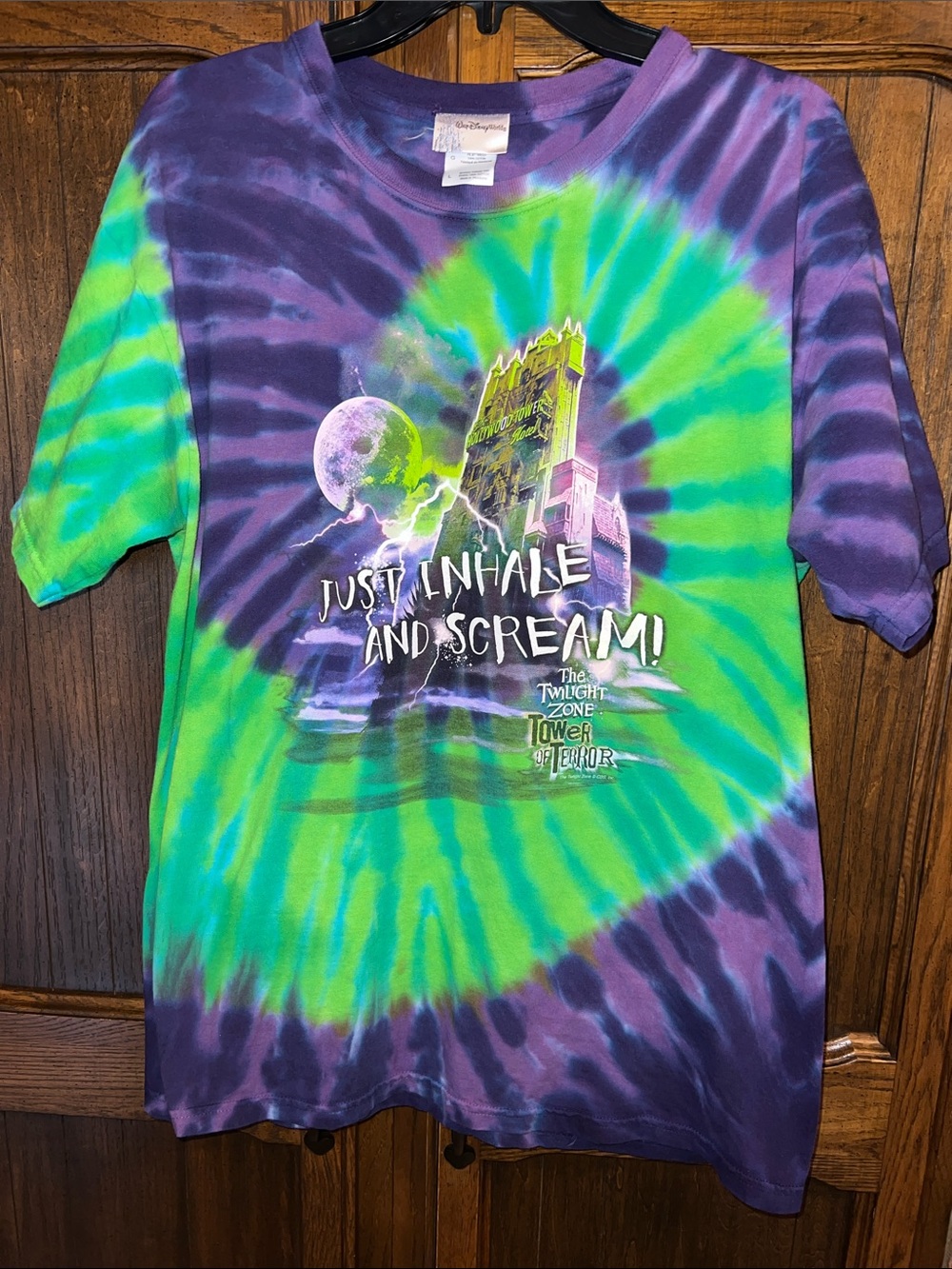 Disney Tower of Terror Just Inhale and Scream Tie Dye Shirt Large